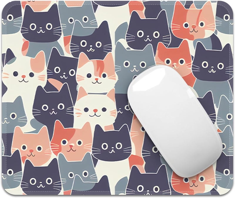 FROGIGO Square Mouse Pad with Stitched Edge, Premium Mousepad Washable Cloth. Computer Mouse Pad with Non-Slip Rubber Base, Mouse Pads for Computers Laptop Mouse 9.25x7.75x0.12 inch-Round Face Cat - Image 2